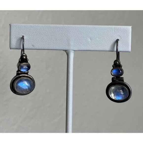 READ Nicky Butler NB Sterling Silver Moonstone 925 Earrings Pierced India - Picture 2 of 14